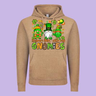 St. Patrick's Day Shamrockin' With My Gnomies Vintage Hoodie Designed By Oliviacreatesart