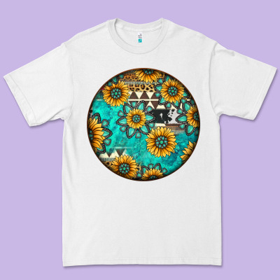 Round Western Pattern Premium Tee Designed By Jasminsmagicworld