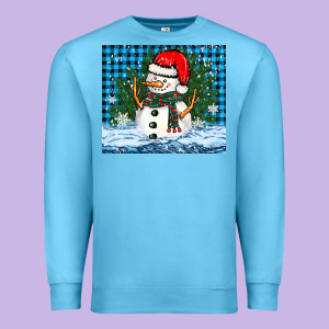 Snowy Christmas Snowman Premium Sweatshirt Designed By Barkaloodesign