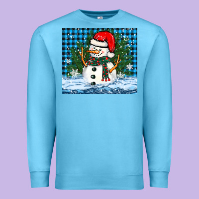 Snowy Christmas Snowman Premium Sweatshirt Designed By Barkaloodesign