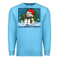 Ocean Blue snowy christmas snowman Premium Sweatshirt - BarkalooDesign