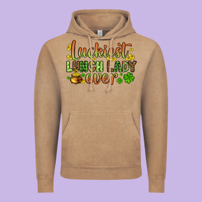 St. Patrick's Luckiest Lunch Lady Ever Vintage Hoodie Designed By Oliviacreatesart