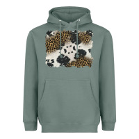 Sage black and white cowhide background Heavyweight Hoodie - BarkalooDesign