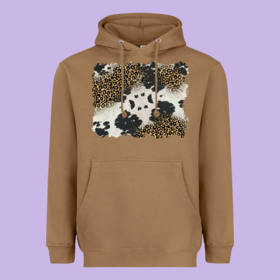 Black And White Cowhide Background Heavyweight Hoodie Designed By Barkaloodesign