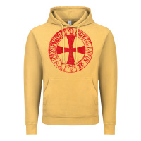 Vintage Mustard Mens Crusader Knight  Knights Templar Cross T  Badge Vintage Hoodie - longCreatives