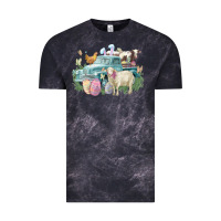 Cloud Black Easter truck farm animals Easter Day Vintage Tee - HowdyJamesFarm