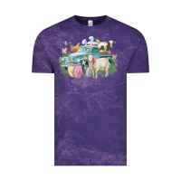 Cloud Purple Easter truck farm animals Easter Day Vintage Tee - HowdyJamesFarm