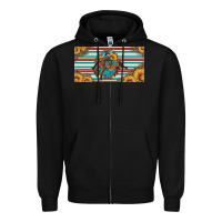 Black bucking bronco aztec shape license plate Zipper Hoodie - Artiststas