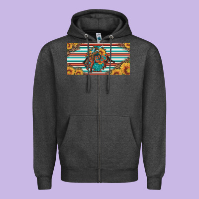 Bucking Bronco Aztec Shape License Plate Zipper Hoodie Designed By Artiststas