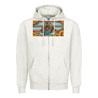 Oatmeal Heather bucking bronco aztec shape license plate Zipper Hoodie - Artiststas