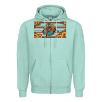 Seafoam bucking bronco aztec shape license plate Zipper Hoodie - Artiststas