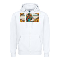 White bucking bronco aztec shape license plate Zipper Hoodie - Artiststas