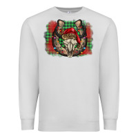 Dove Grey christmas horseshoe bull skull Premium Sweatshirt - BarkalooDesign