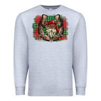 Heather Grey christmas horseshoe bull skull Premium Sweatshirt - BarkalooDesign