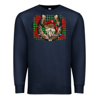 Navy christmas horseshoe bull skull Premium Sweatshirt - BarkalooDesign