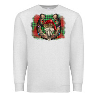 Oatmeal Heather christmas horseshoe bull skull Premium Sweatshirt - BarkalooDesign