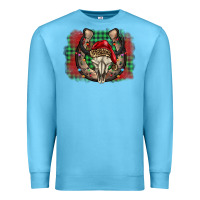 Ocean Blue christmas horseshoe bull skull Premium Sweatshirt - BarkalooDesign