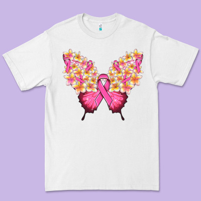 Pink Ribbon Breast Cancer Butterfly Premium Tee Designed By Nancycooperartshop
