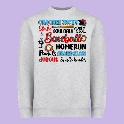 Baseball Typography Words Heavyweight Sweatshirt Designed By Artiststas