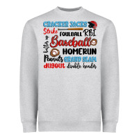 Heather Grey baseball typography words Heavyweight Sweatshirt - Artiststas