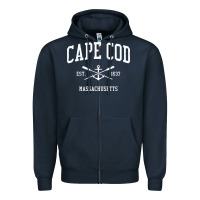 Navy Cape Cod MA Vintage Crossed Oars & Boat Anchor Sports Sweat Zipper Hoodie - longCreatives