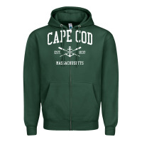 Sports Green Cape Cod MA Vintage Crossed Oars & Boat Anchor Sports Sweat Zipper Hoodie - longCreatives