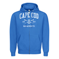 True Royal Cape Cod MA Vintage Crossed Oars & Boat Anchor Sports Sweat Zipper Hoodie - longCreatives