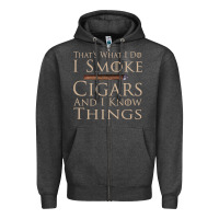 Charcoal Heather That's What I Do I Smoke Cigars And I Know Things Zipper Hoodie - longCreatives