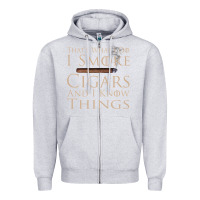Heather Grey That's What I Do I Smoke Cigars And I Know Things Zipper Hoodie - longCreatives