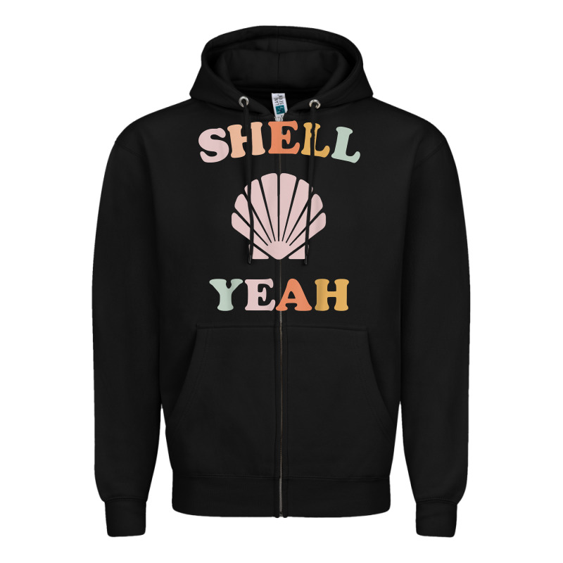 Vintage Retro Shell Yeah Beach Tropical Vacation Gifts T Shirt Zipper Hoodie by longCreatives | Teevron