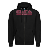 Black Oklahoma Softball Zipper Hoodie - longCreatives