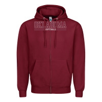 Burgundy Oklahoma Softball Zipper Hoodie - longCreatives
