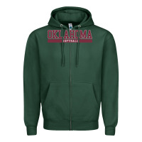 Sports Green Oklahoma Softball Zipper Hoodie - longCreatives