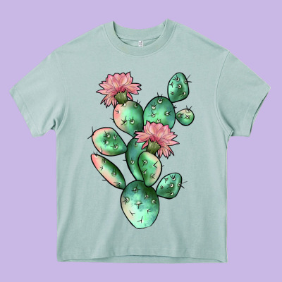 Cactus 5 Heavy Core Tee Designed By Jahusdesignshop