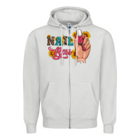 Dove Grey western sunflowers nail boss Zipper Hoodie - Artiststas