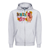 Heather Grey western sunflowers nail boss Zipper Hoodie - Artiststas