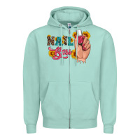 Seafoam western sunflowers nail boss Zipper Hoodie - Artiststas