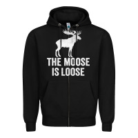 Black The Moose Is Loose Alaska Moose Zipper Hoodie - longCreatives