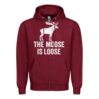 Burgundy The Moose Is Loose Alaska Moose Zipper Hoodie - longCreatives