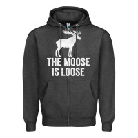 Charcoal Heather The Moose Is Loose Alaska Moose Zipper Hoodie - longCreatives