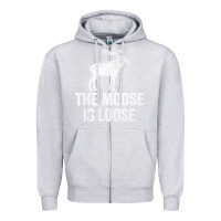 Heather Grey The Moose Is Loose Alaska Moose Zipper Hoodie - longCreatives