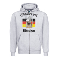 Heather Grey Oktoberfest München German Flag Beer Stein Zipper Hoodie - longCreatives