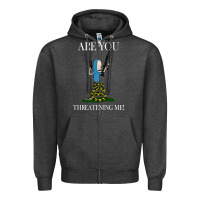Charcoal Heather Are You Threatening Me Funny Cartoon Halloween Zipper Hoodie - longCreatives