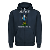 Navy Are You Threatening Me Funny Cartoon Halloween Zipper Hoodie - longCreatives