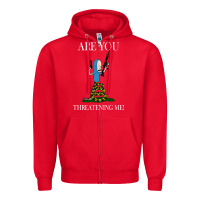 Red Are You Threatening Me Funny Cartoon Halloween Zipper Hoodie - longCreatives
