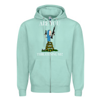 Seafoam Are You Threatening Me Funny Cartoon Halloween Zipper Hoodie - longCreatives