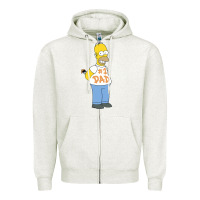 Oatmeal Heather The Simpsons Homer Number 1 Dad Father's Day V2 Zipper Hoodie - longCreatives
