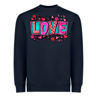 Navy Love Valentine Heavyweight Sweatshirt - CowhideDigitalArt