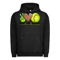Pigment Black peace love softball Urban Hoodie - AdoDesignShop
