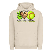 Pigment French Oak peace love softball Urban Hoodie - AdoDesignShop